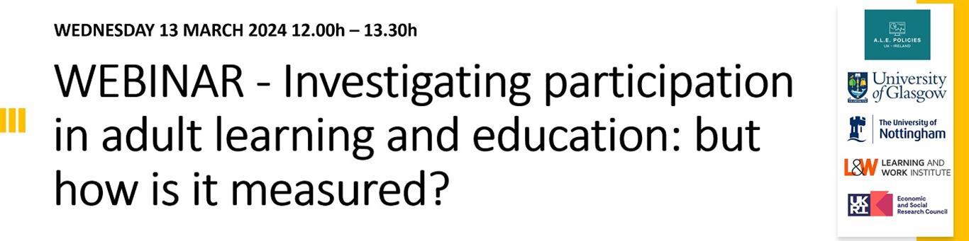 Webinar on Investigating participation in adult learning and education: but how is it measured?
