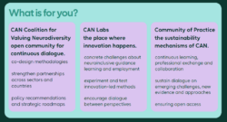 A graphic image presenting some of the CAN actions available for stakeholders (as in text)